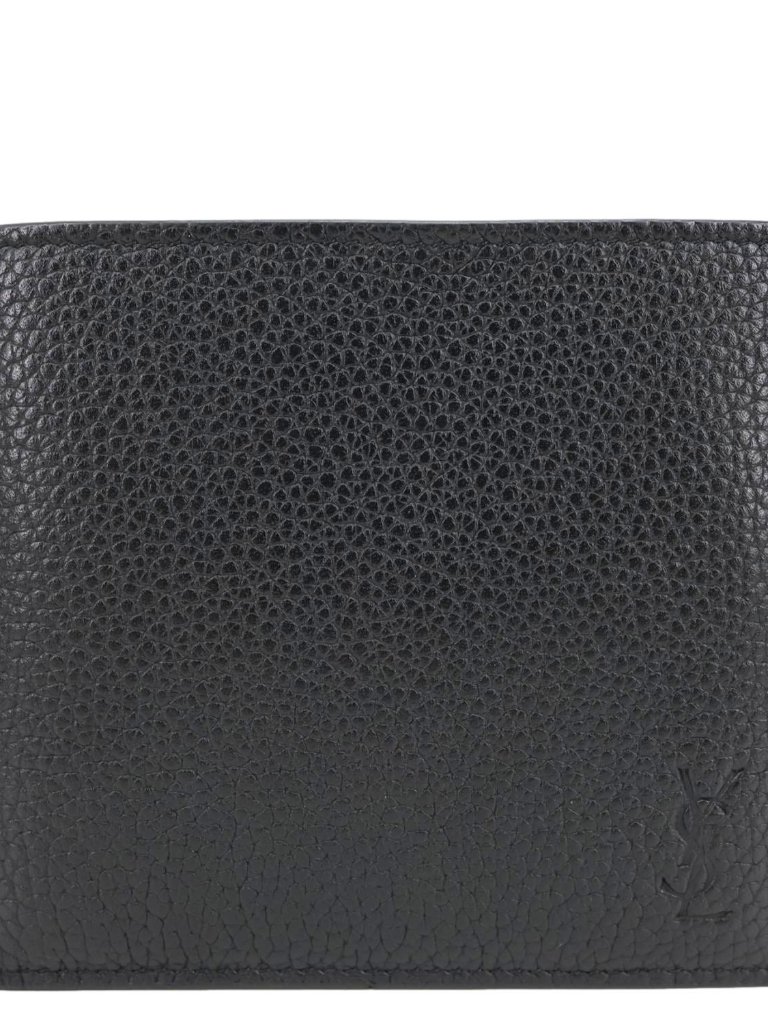Yves Saint Laurent Cassandre Grained Leather Bifold Wallet Black